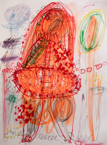 Desenho intitulada "La jeune mariée" por Brigitte Derbigny, Obras de arte originais, Acrílico