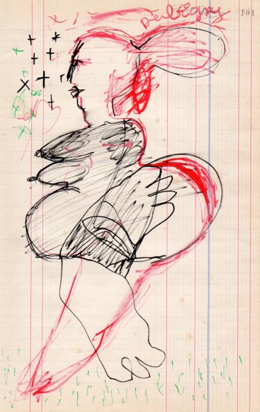 Dessin intitulée "Vénus au chignon ro…" par Brigitte Derbigny, Œuvre d'art originale, Marqueur