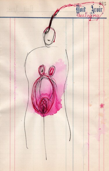 Desenho intitulada "Vénus à la tresse" por Brigitte Derbigny, Obras de arte originais, Tinta