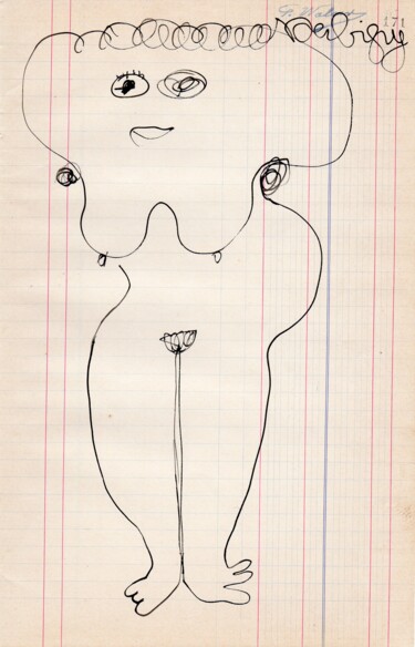 Dessin intitulée "Vénus sourire n°4" par Brigitte Derbigny, Œuvre d'art originale, Marqueur
