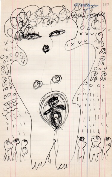 Dessin intitulée "Vénus family n°2" par Brigitte Derbigny, Œuvre d'art originale, Marqueur