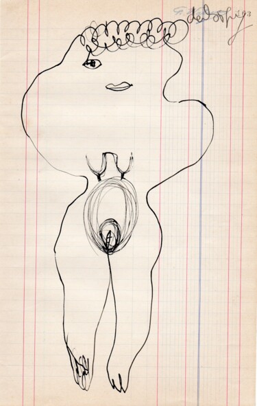 Rysunek zatytułowany „Vénus pensive” autorstwa Brigitte Derbigny, Oryginalna praca, Marker