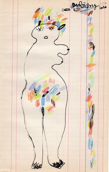 Disegno intitolato "Vénus couleurs n°3" da Brigitte Derbigny, Opera d'arte originale, Matita