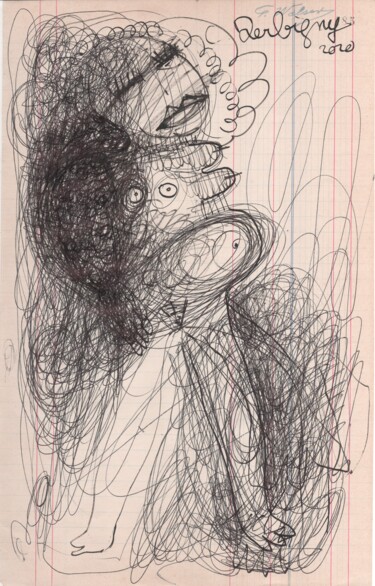 Dessin intitulée "Vénus ébouriffée 2" par Brigitte Derbigny, Œuvre d'art originale, Stylo à bille