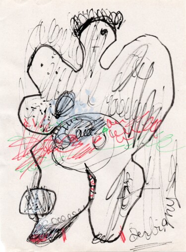 Zeichnungen mit dem Titel "Vénus cactus" von Brigitte Derbigny, Original-Kunstwerk, Marker