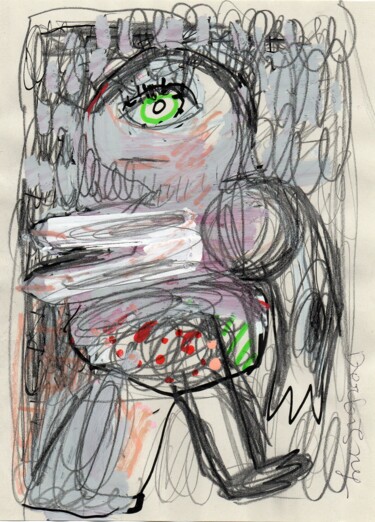 Dessin intitulée "Vénus profil à l'oe…" par Brigitte Derbigny, Œuvre d'art originale, Crayon