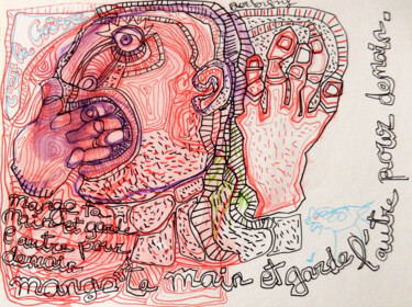 Dibujo titulada "Mange ta main" por Brigitte Derbigny, Obra de arte original, Acrílico