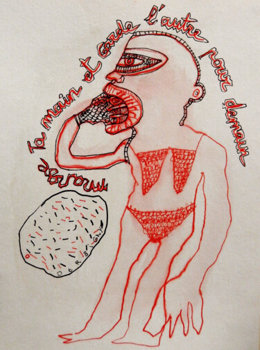 Desenho intitulada "Mange ta main 2" por Brigitte Derbigny, Obras de arte originais, Acrílico