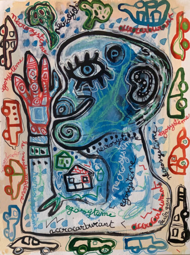 Σχέδιο με τίτλο "Mon égosystème 2" από Brigitte Derbigny, Αυθεντικά έργα τέχνης, Ακρυλικό