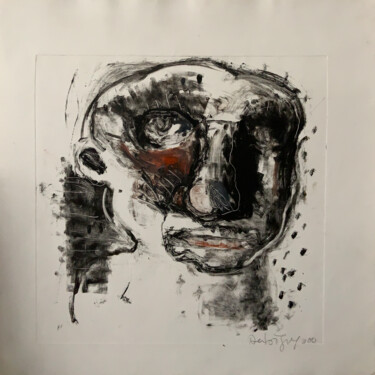 Отпечатки и Гравюры под названием "Portrait  n°2 monot…" - Brigitte Derbigny, Подлинное произведение искусства, Монотип