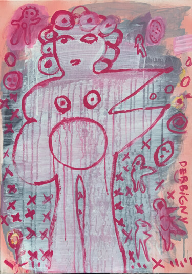 Картина под названием "Rosa" - Brigitte Derbigny, Подлинное произведение искусства, Акрил