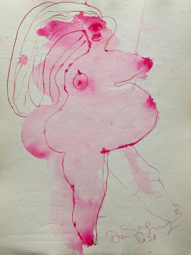 Drawing titled "Vénus garance n°2" by Brigitte Derbigny, Original Artwork, Ink