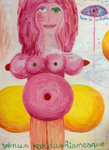 绘画 标题为“Vénus Kardashianesq…” 由Brigitte Derbigny, 原创艺术品, 丙烯 安装在木质担架架上