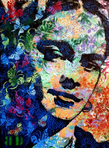 Schilderij getiteld "The smile of Frida…" door Brigitte Dravet, Origineel Kunstwerk, Acryl