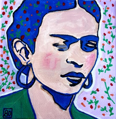 Painting titled "Frida 6" by Brigitte Dravet, Original Artwork, Acrylic Mounted on Wood Stretcher frame