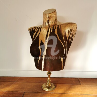 Sculpture intitulée "Himbas gold" par Brigitte Dravet, Œuvre d'art originale, Résine