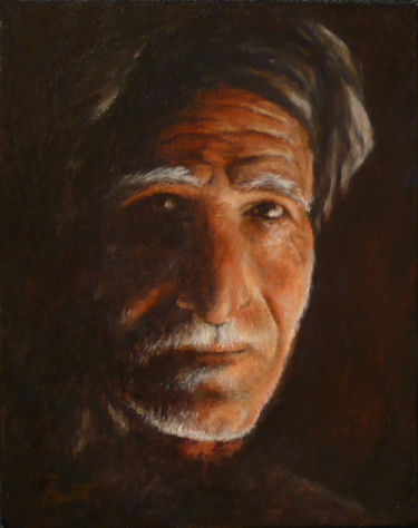 Peinture intitulée "Le vieil homme" par Brigitte Dumont, Œuvre d'art originale, Huile