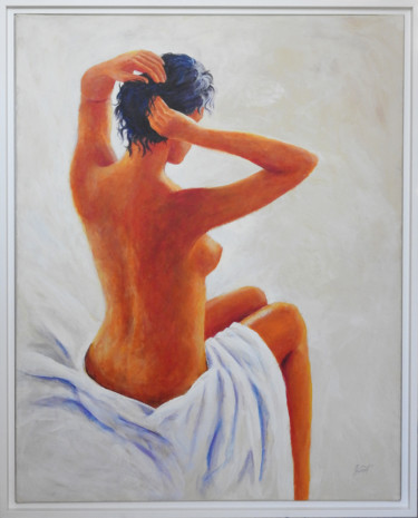 Painting titled "Sortie du bain" by Brigitte Dumont, Original Artwork, Acrylic