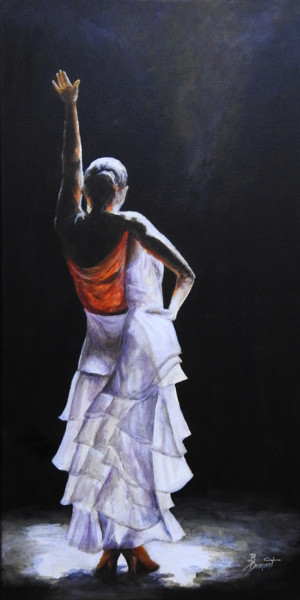Painting titled "Flamenco" by Brigitte Dumont, Original Artwork, Acrylic