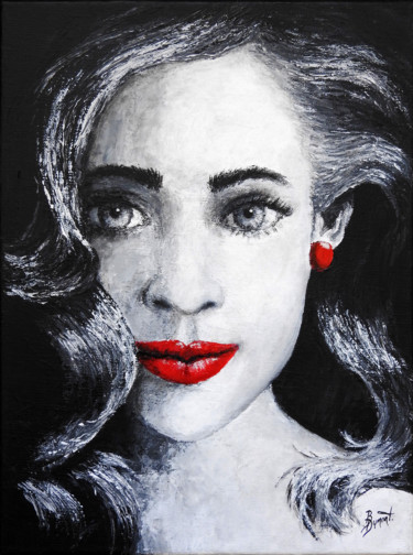 Painting titled "Rouge et noir n°9" by Brigitte Dumont, Original Artwork, Acrylic