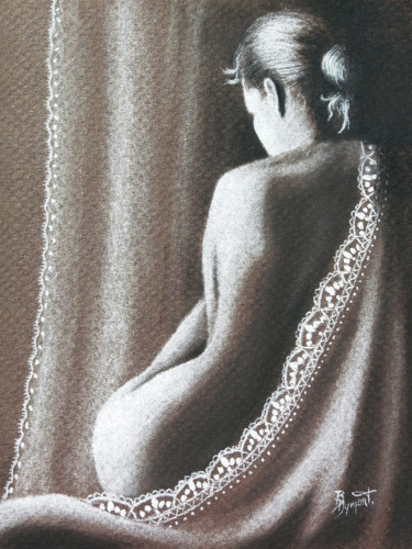 Drawing titled "Lassive" by Brigitte Dumont, Original Artwork, Pastel