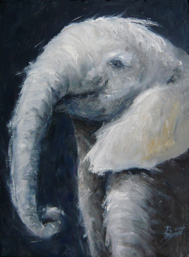 Peinture intitulée "L'éléphanteau" par Brigitte Dumont, Œuvre d'art originale, Acrylique