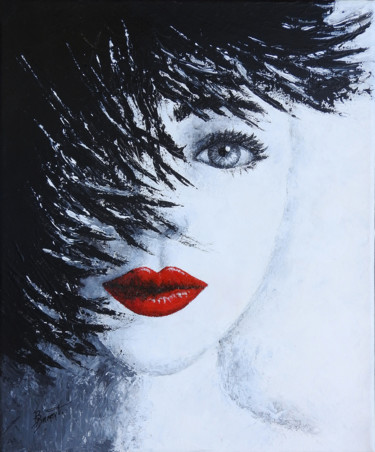 Peinture intitulée "Rouge et noir n°7" par Brigitte Dumont, Œuvre d'art originale, Acrylique
