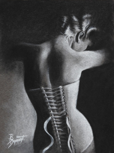 Drawing titled "Le corset 2" by Brigitte Dumont, Original Artwork, Pastel