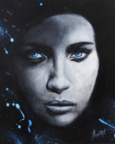 Schilderij getiteld "Les yeux bleus" door Brigitte Dumont, Origineel Kunstwerk, Acryl
