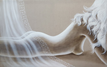 Peinture intitulée "Sous la dentelle" par Brigitte Dumont, Œuvre d'art originale, Acrylique