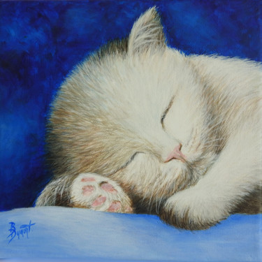Malerei mit dem Titel "Le chaton" von Brigitte Dumont, Original-Kunstwerk, Acryl