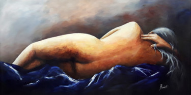 Painting titled "Endormie" by Brigitte Dumont, Original Artwork, Acrylic
