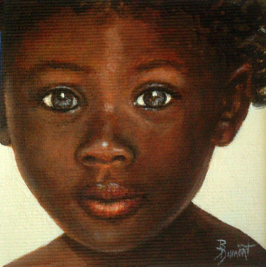 Painting titled "Fillette africaine" by Brigitte Dumont, Original Artwork, Acrylic