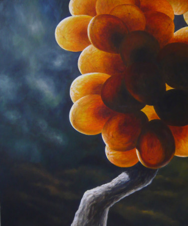 Painting titled "Eclat d'ambre" by Brigitte Dumont, Original Artwork, Acrylic