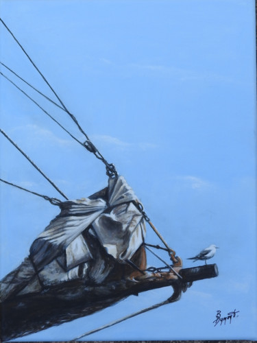 Pintura titulada "La mouette de Barce…" por Brigitte Dumont, Obra de arte original, Acrílico