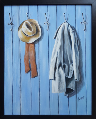 Malerei mit dem Titel "Le porte-manteau" von Brigitte Dumont, Original-Kunstwerk, Acryl