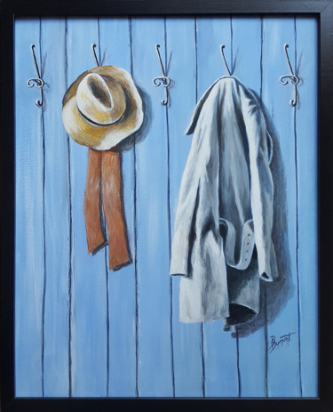 Painting titled "Le porte-manteau" by Brigitte Dumont, Original Artwork, Acrylic