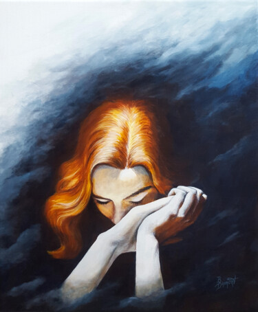 Peinture intitulée "Réflexion" par Brigitte Dumont, Œuvre d'art originale, Acrylique