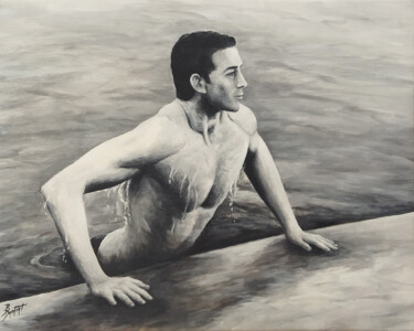 Schilderij getiteld "En sortant de l'eau" door Brigitte Dumont, Origineel Kunstwerk, Acryl