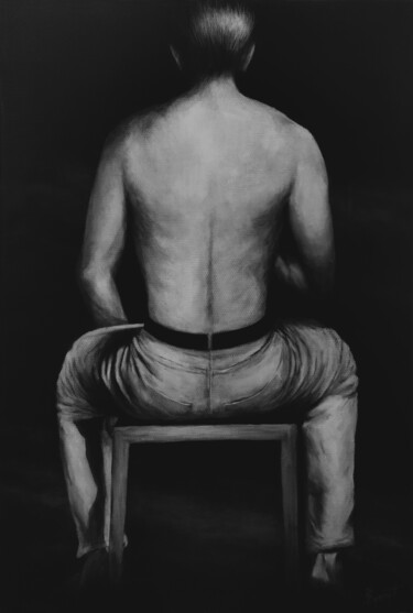 Peinture intitulée "Sur la chaise" par Brigitte Dumont, Œuvre d'art originale, Acrylique