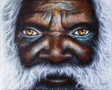 Pintura intitulada "L'aborigène aux che…" por Brigitte Dumont, Obras de arte originais, Acrílico
