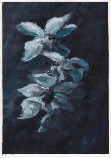 Painting titled "Orchidées" by Brigitte Dumont, Original Artwork, Acrylic Mounted on Other rigid panel