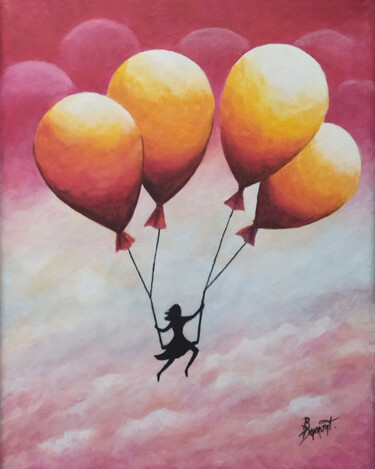 Peinture intitulée "La trapéziste" par Brigitte Dumont, Œuvre d'art originale, Acrylique