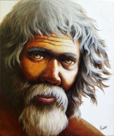 Peinture intitulée "L'aborigène" par Brigitte Dumont, Œuvre d'art originale, Acrylique