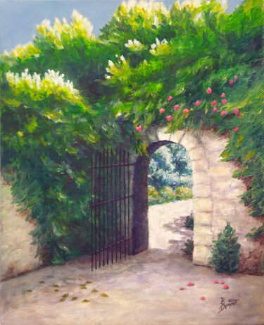 Painting titled "La grille" by Brigitte Dumont, Original Artwork, Acrylic