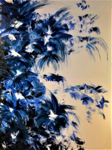 Painting titled "Oasis in blues" by Brig Finucci, Original Artwork, Oil