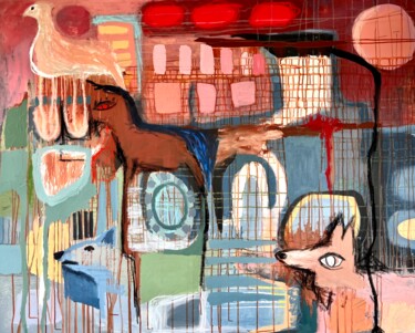 Peinture intitulée "Aux aguets" par Brigitte Gagné, Œuvre d'art originale, Acrylique