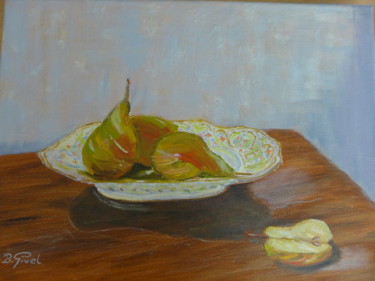 Painting titled "Poires" by Brigitte Givel, Original Artwork, Oil