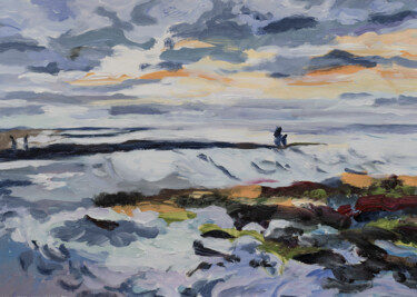 Painting titled "Nordsee bei Cuxhaven" by Brigitte Hopfner, Original Artwork, Acrylic