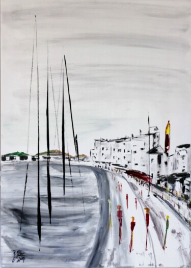 Malerei mit dem Titel "People in St. Tropez" von Brigitte Kölli, Original-Kunstwerk, Acryl